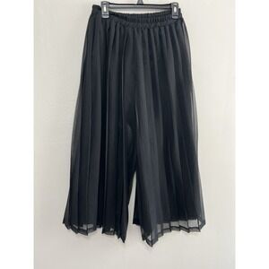 Vintage Y2K Rampage Black Sheer Wide-Leg Pleated Pants Whimsigoth Dark Fairy M